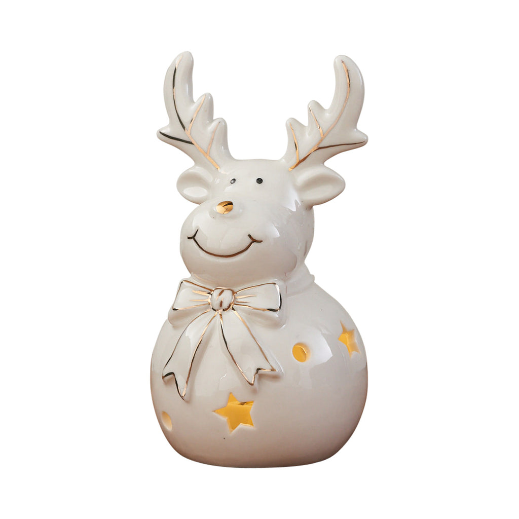 Ceramic White and Gold Illuminated Reindeer – We Love Seasons B2C UK